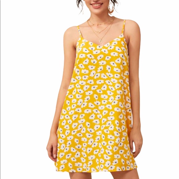 SHEIN | Dresses | Shein Yellow Floral Sheath Sun Dress | Poshmark